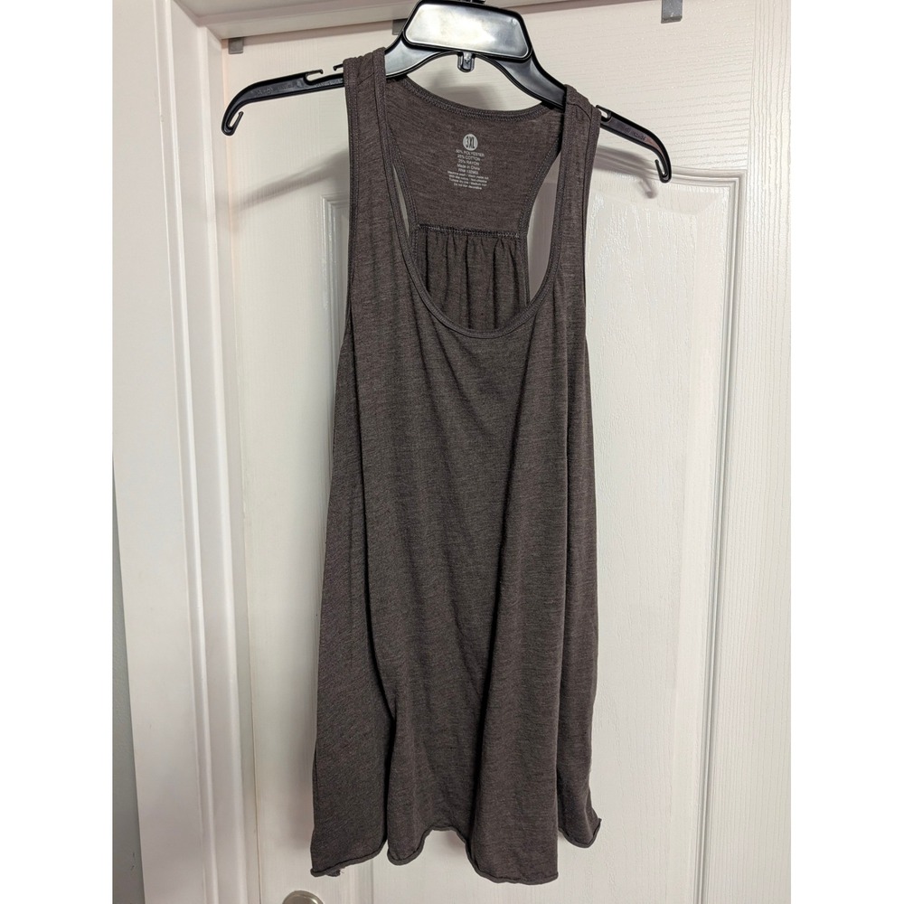 3XL Heathered Charcoal Brown Racerback Tank Top Scoop Neck Flowy Tri-Blend